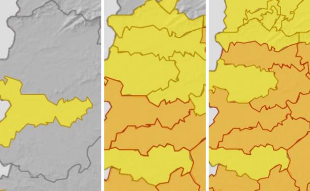 Alertas actividas para este viernes, sábado y domingo en Extremadura.