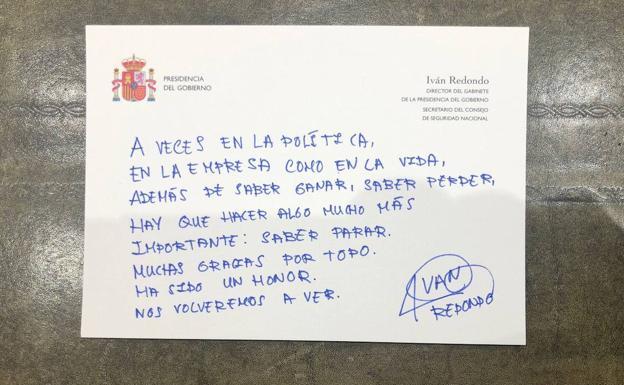 Redondo se despide: «A veces en la política hay que saber parar»