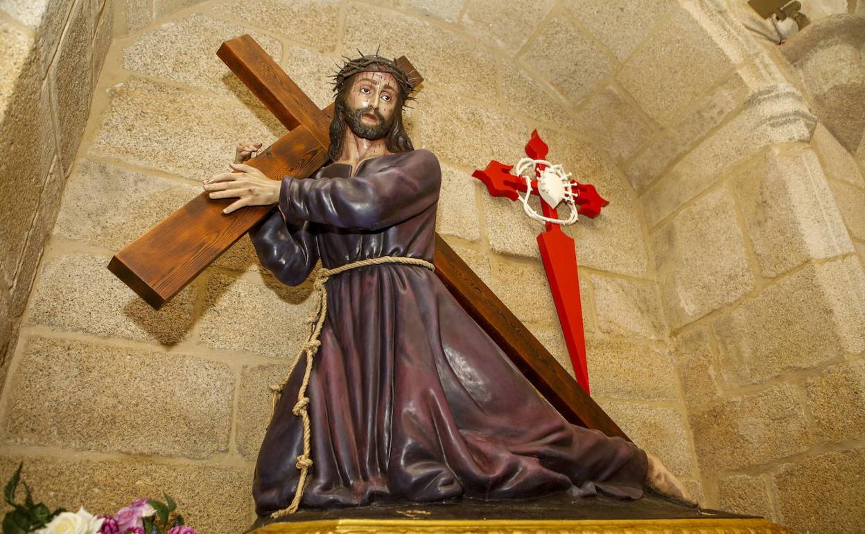 Imagen del Cristo de las Batallas en su hornacina de la concatedral el pasado diciembre. 