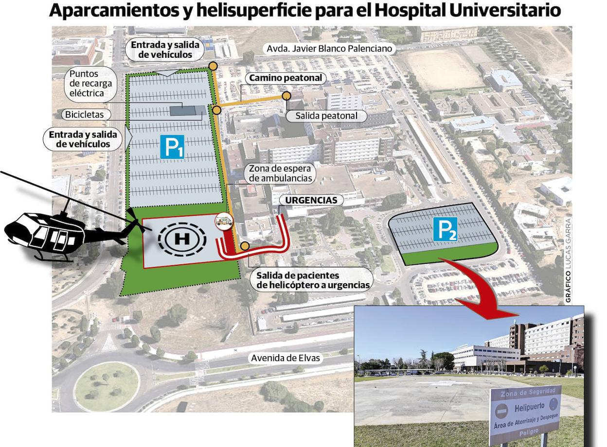 El nuevo aparcamiento del Hospital Universitario de Badajoz costará 4,4 millones