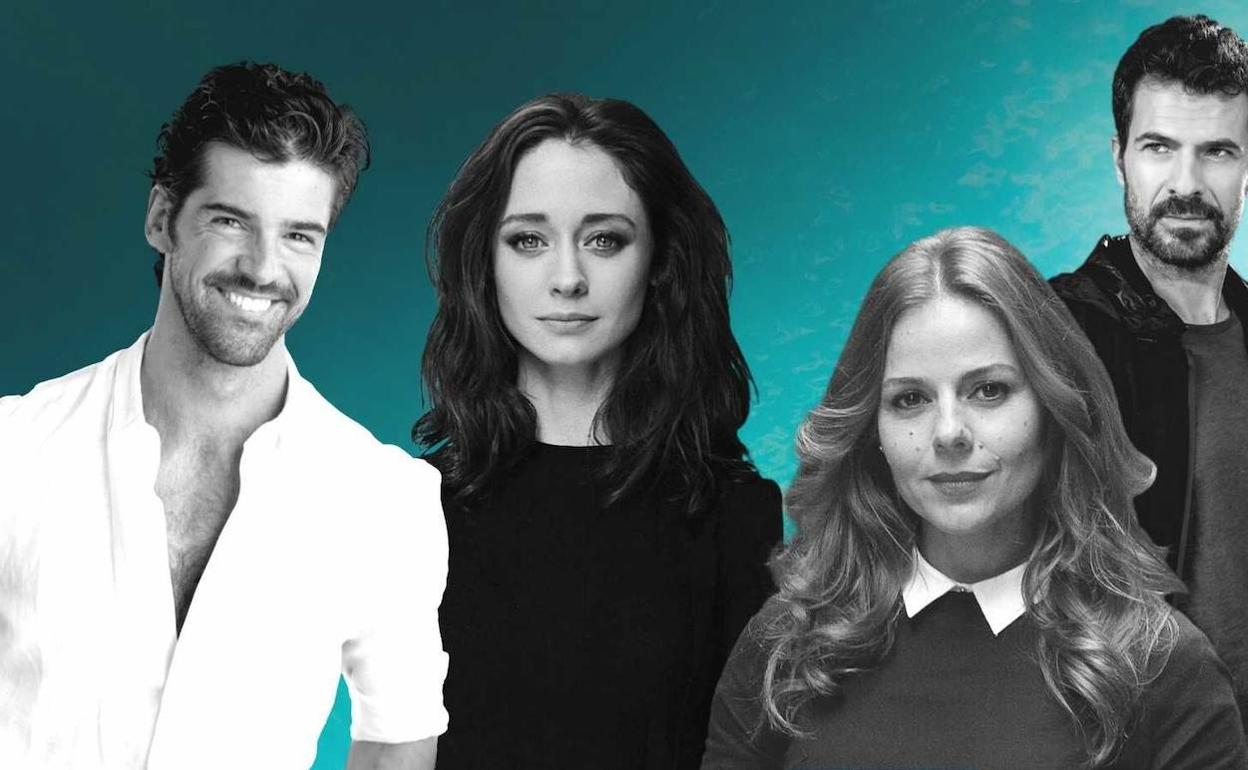 Los actores protagonistas de la serie 'Sequía', que este lunes comienza su rodaje en Cáceres. 