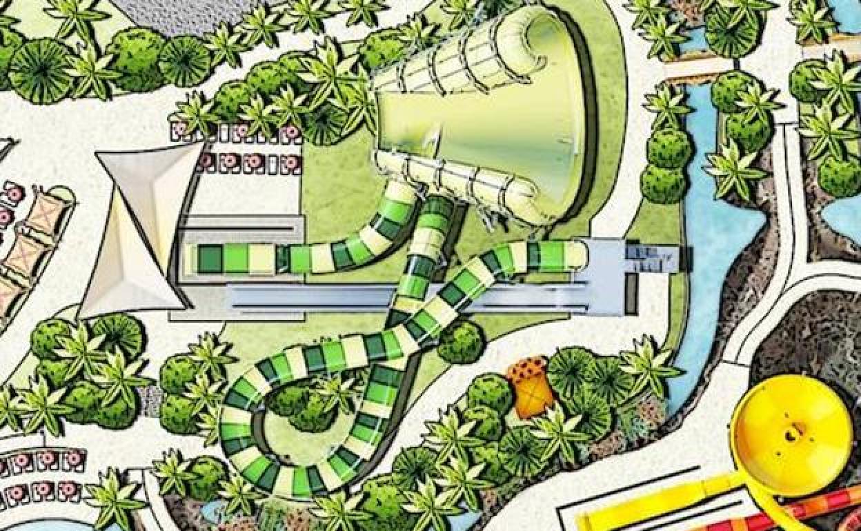 Los promotores del parque acuático de Casar de Cáceres presentan el proyecto a la consejera