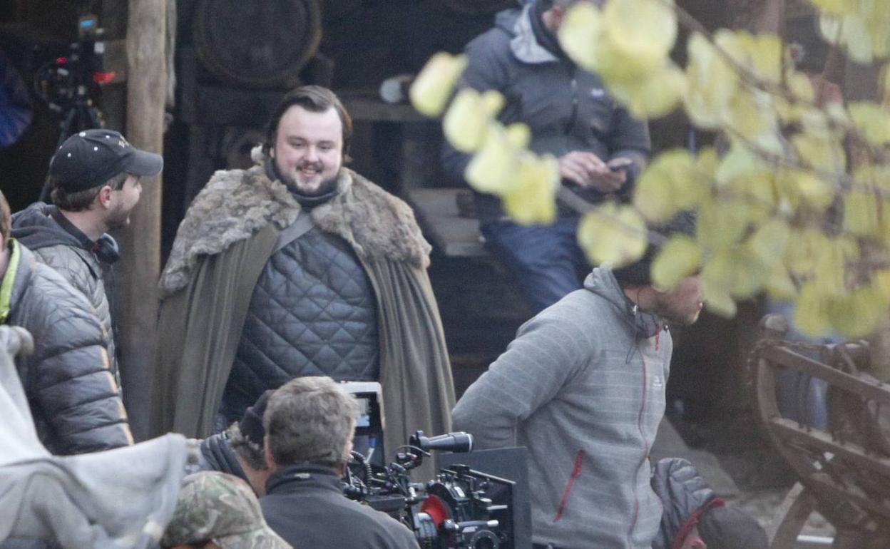 El actor John Bradley-West caracterizado como Samwell Tarly durante el rodaje en Cáceres en 2016. 