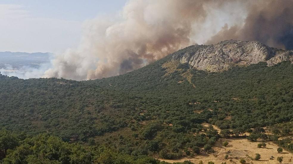 Imágenes del incendio originado este miércoles cerca de Alburquerque