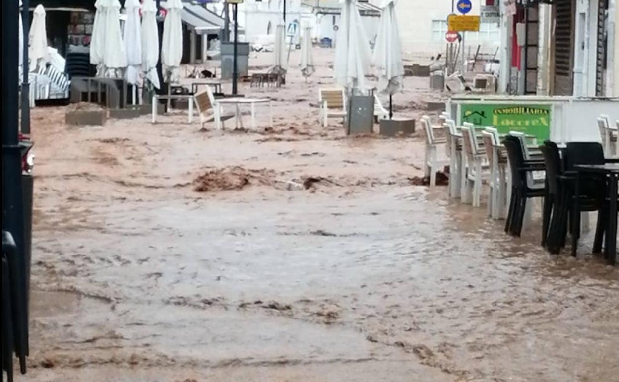 Terrazas anegadas en Almendralejo.
