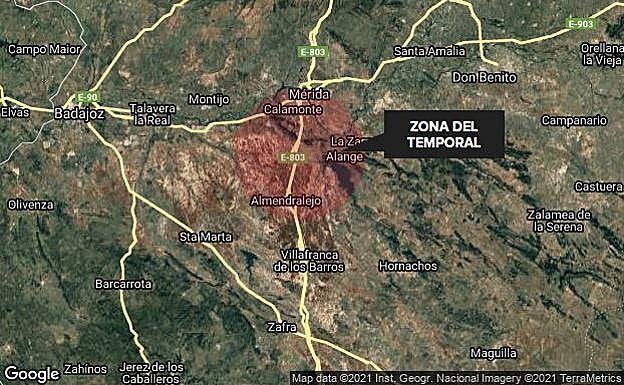 Zona afectada por el temporal.