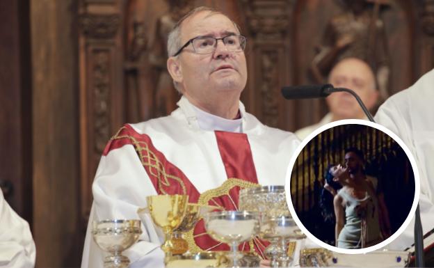 En la foto principal, el arzobispo de Toledo, Francisco Cerro. En la foto detalle, una imagen del polémico videoclip. 