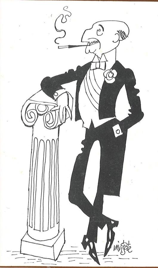 Caricatura de Wenceslao Fernández Flórez realizada por su compañero de ABC Mingote.