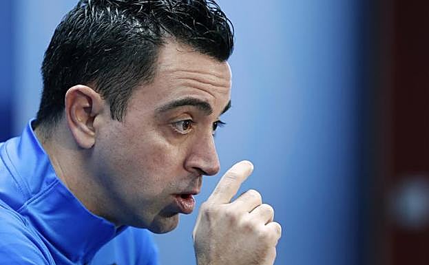 Xavi Hernández, durante la rueda de prensa. 