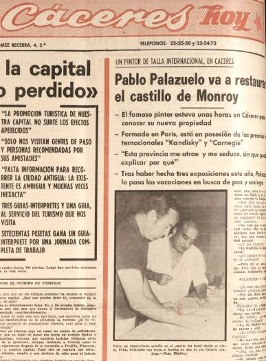Entrevista al pintor y escultor publicada en el Diario HOY el 21 de agosto de 1973. En la imagen está con el periodista Fernando García Morales.
