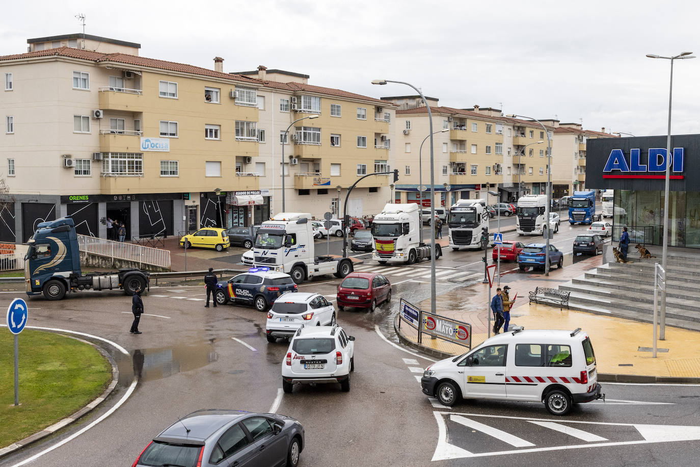Protestas de transportistas en Plasencia