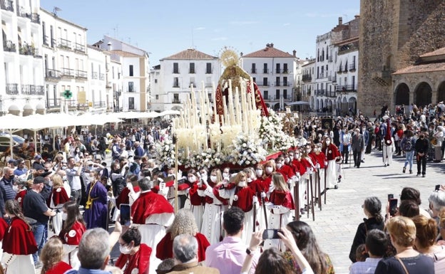 Imagen de la Virgen del Sagrario, en la Plaza Mayor. 