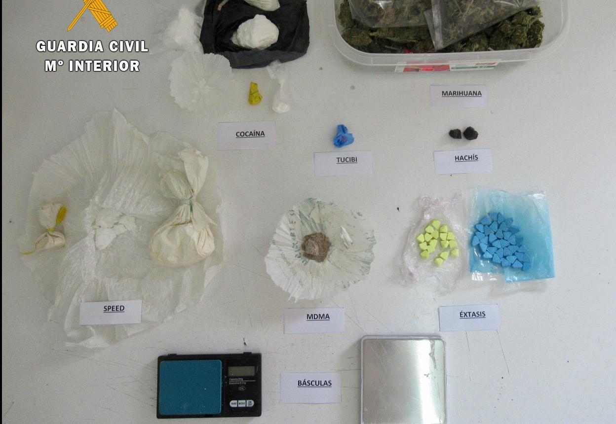 Drogas incautadas en una vivienda en Pinofranqueado.