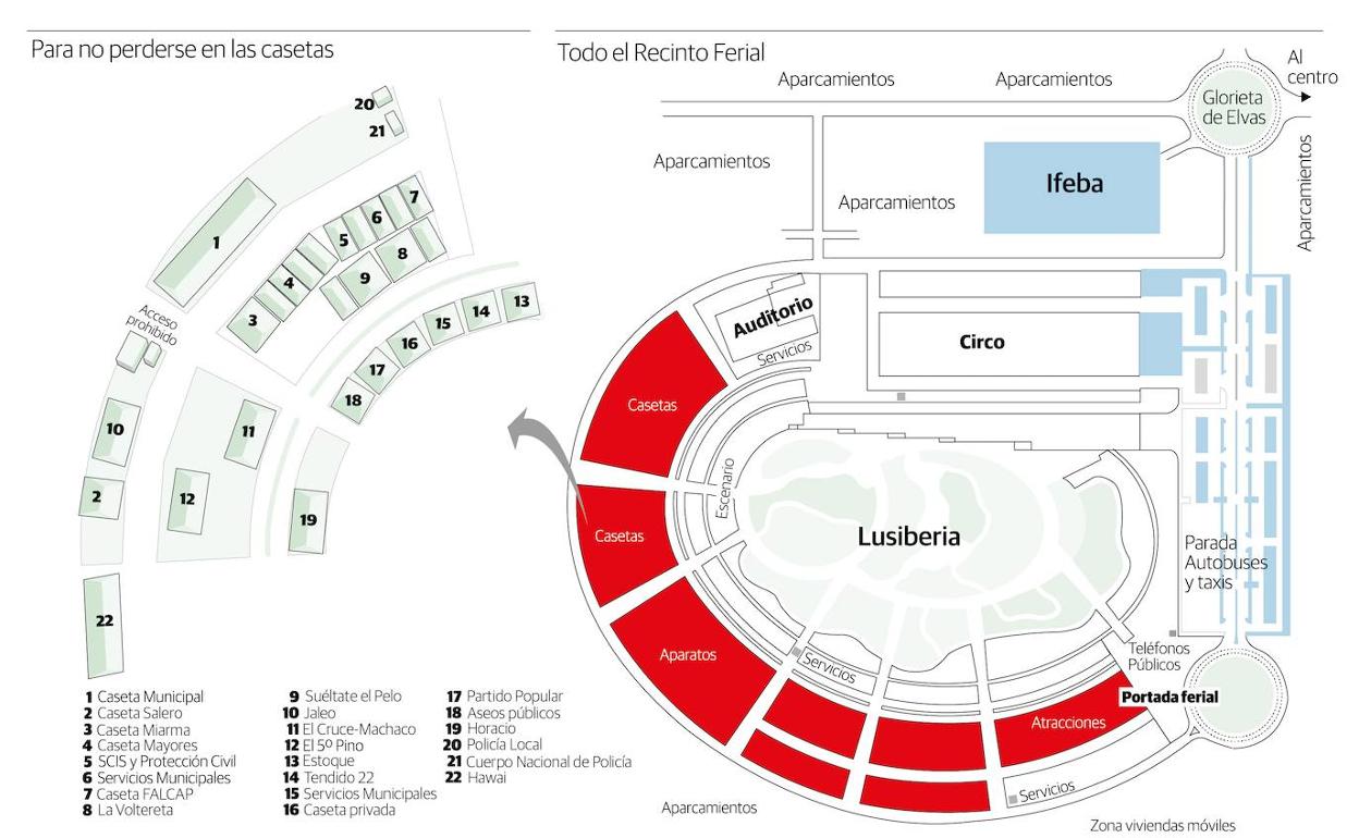 Plano del recinto ferial de Badajoz.