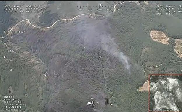 Imagen de las 13.23 del incendio forestal de Hervás.