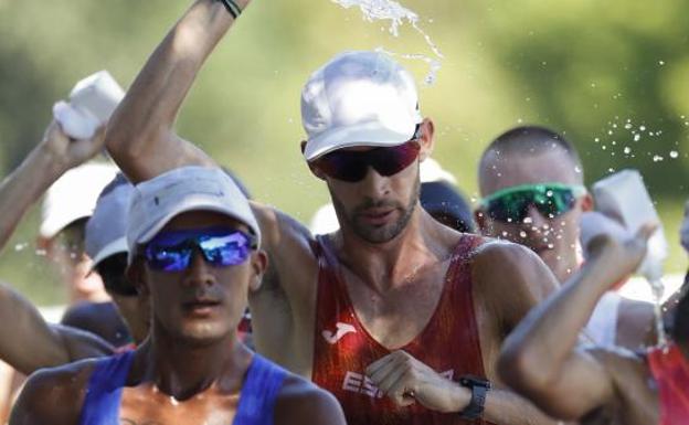 Álvaro Martín, en los 20 kilómetros marcha del Mundial de Eugene (USA).