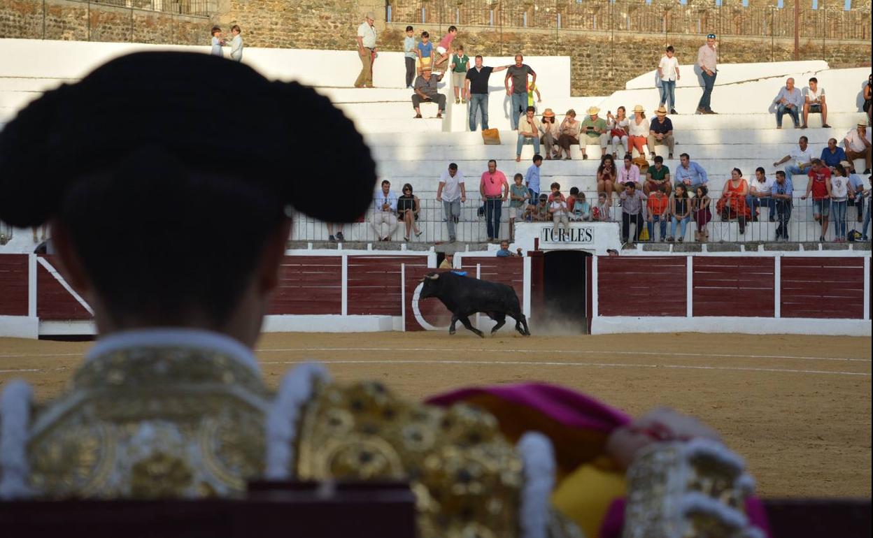 El novillero a la espera de la salida de la res en el coso frexnense 