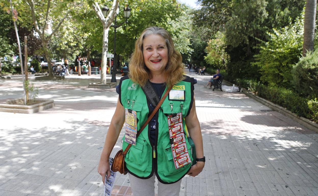 María Luisa Muriel Criado, vendedora de la ONCE, este martes. 