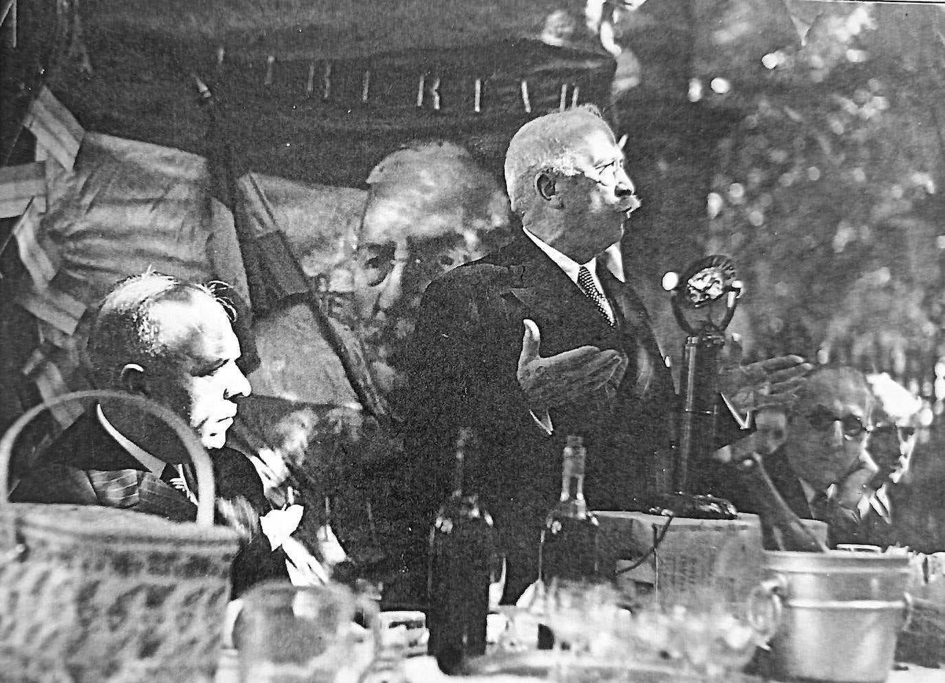 Alejandro Lerroux el 25 de agosto de 1935 hablando en el homenaje que se le hizo en Baños de Montemayor. Entonces era, por tercera vez, jefe del Gobierno de España.
