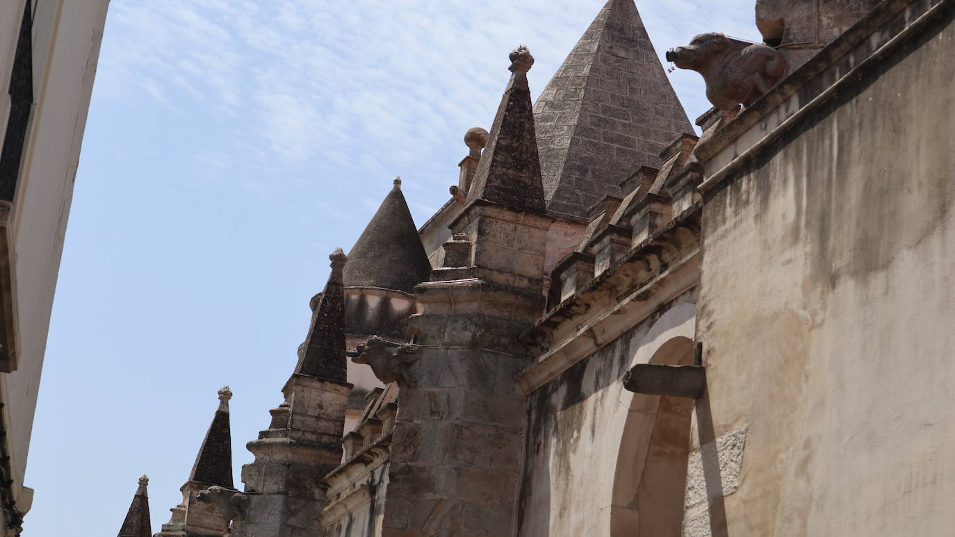 Gárgolas y almenas en el exterior. 