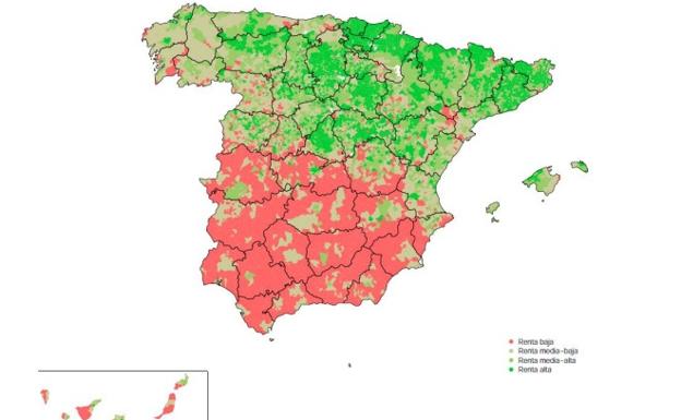 Renta media por habitante por municipios. 