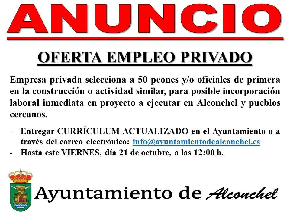 Cartel del anuncio difundiod por el Ayuntamiento de Alconchel en redes sociales. 