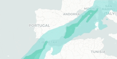 Mapa del polvo en suspensión de la WMO Barcelona Dust Regional Center