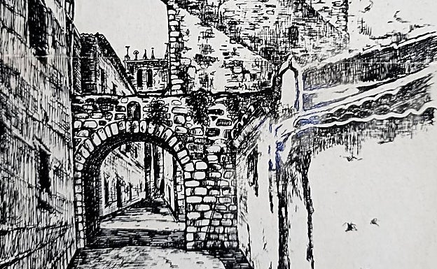 Así era la puerta romana según una recreación hecha a plumilla. 