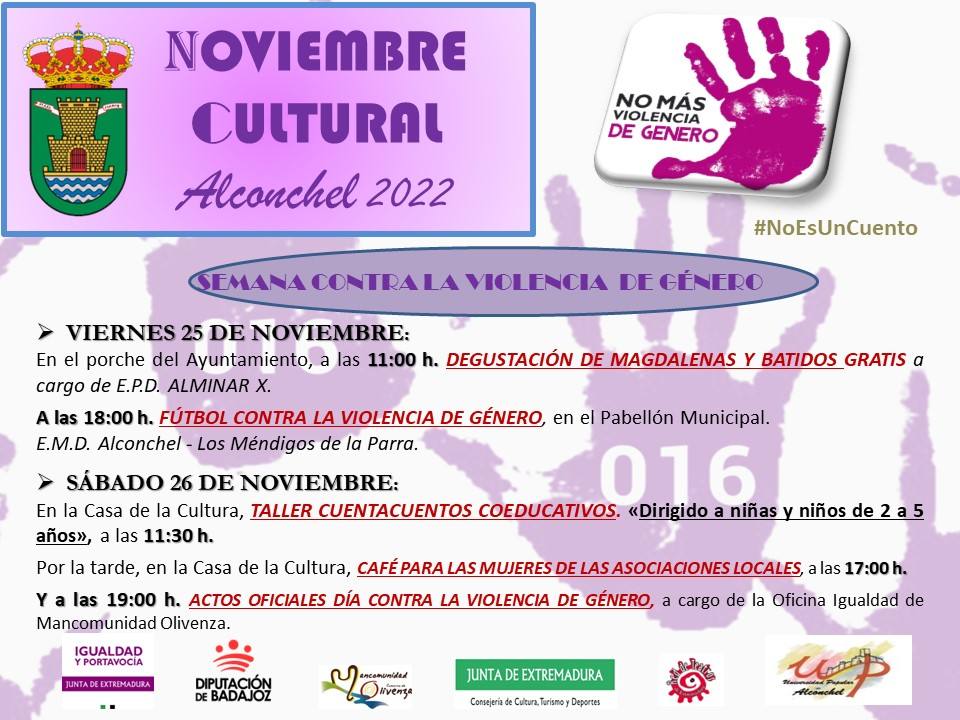 Cartel de los actos programados por el Ayuntamiento de Alconchel. 