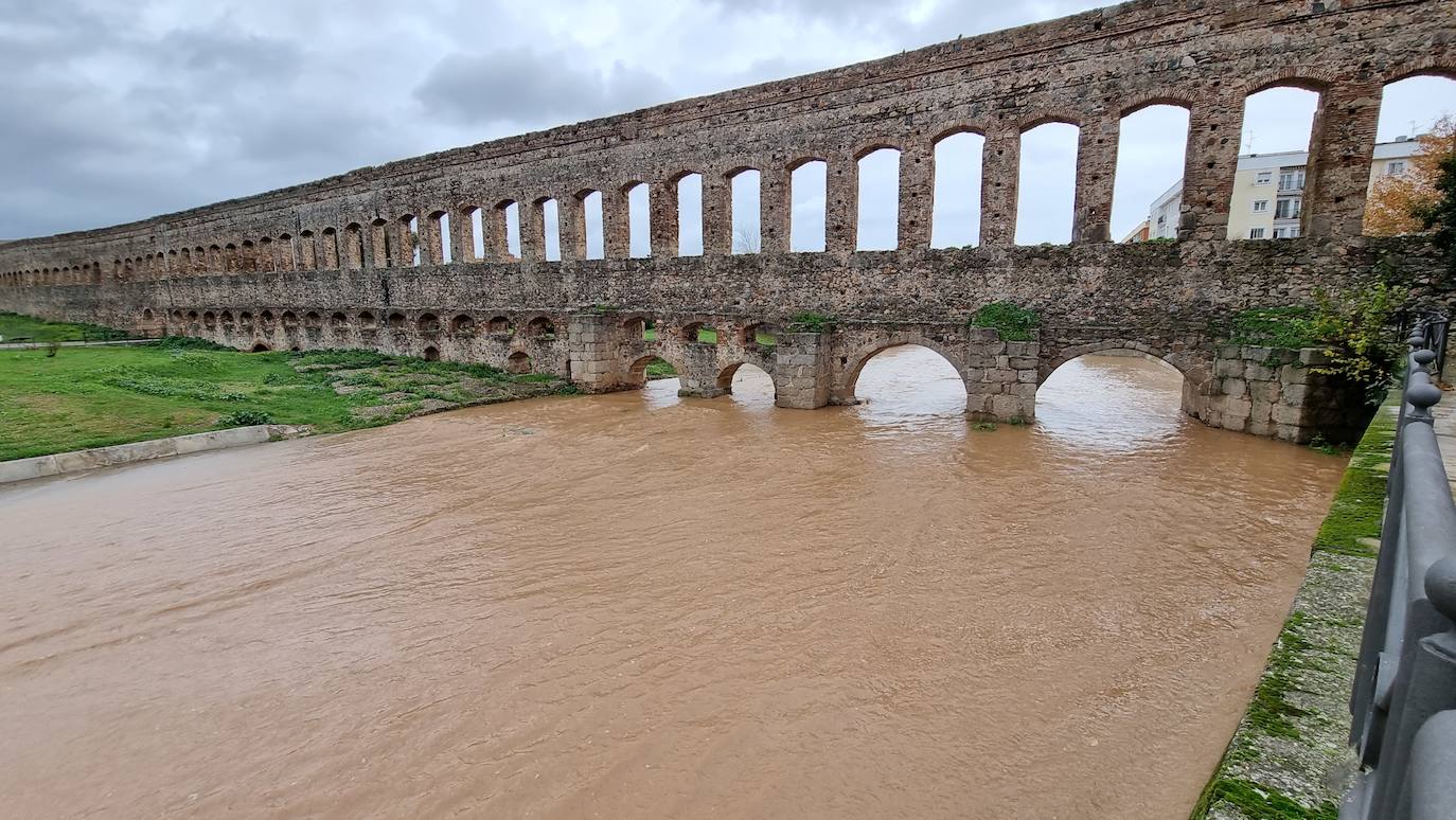 Río Albarregos a su paso por el acueducto de San Lázaro de Mérida. 