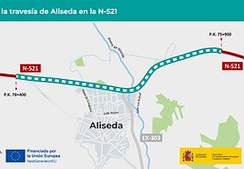 Aprobado de forma provisional el proyecto de mejora de la N-521 a su paso por Aliseda