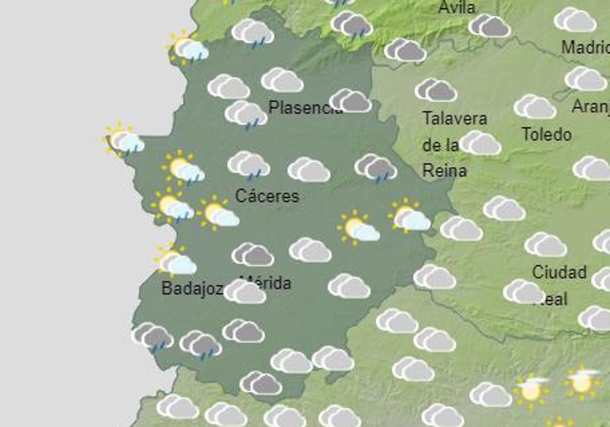 Previsión para el próximo sábado de la Aemet.