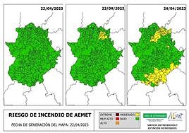 Riesgo de incendios para el fin de semana