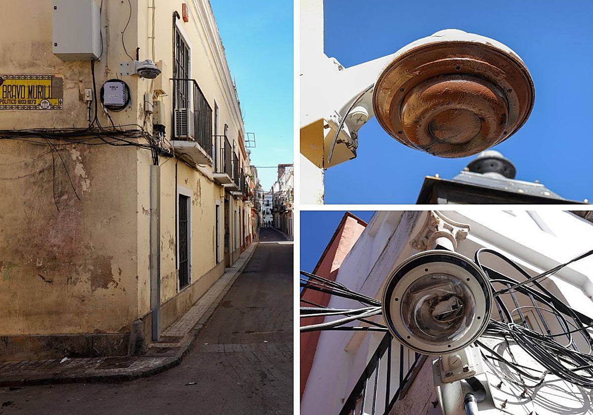 Las cámaras dañadas en el Casco Antiguo.