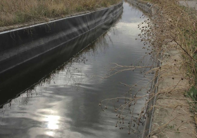 Canal de riego en las Vegas Altas del Guadiana.