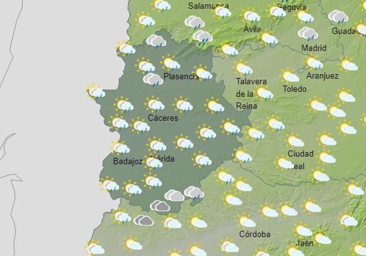 Mapa de la Aemet para el próximo sábado.