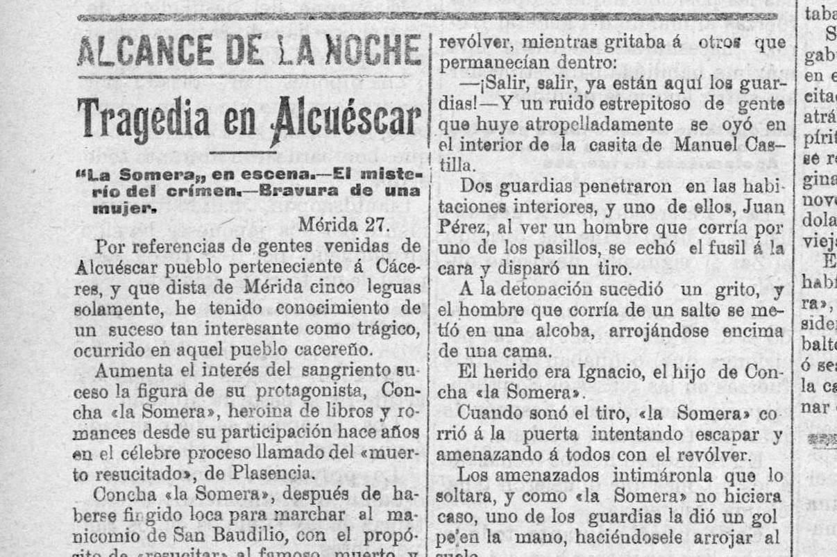 Noticia sobre el crimen cometido el 21 de febrero de 1905.