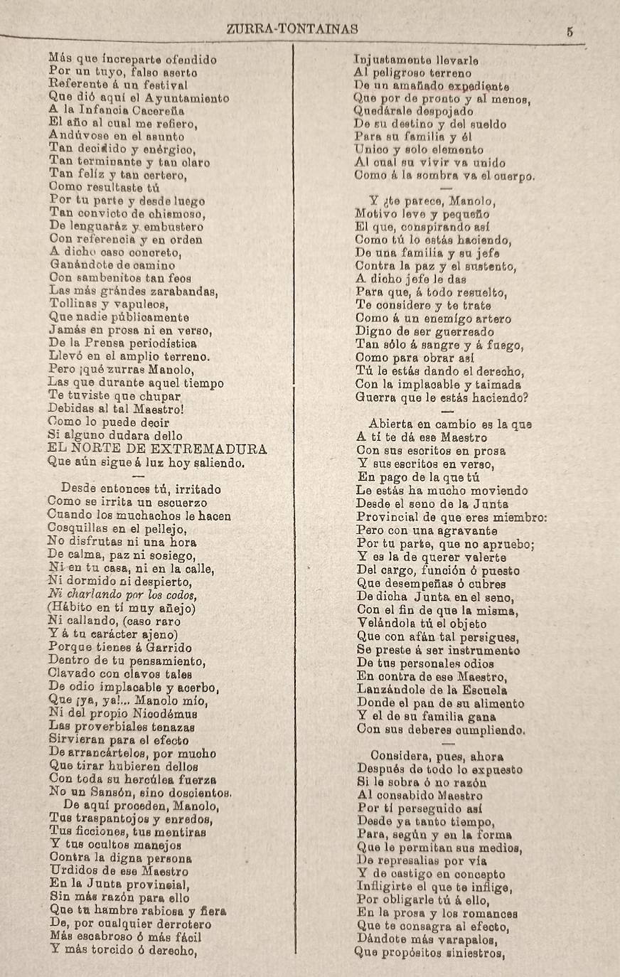 Continuación de la poesía dedicada al 'amigo' Castillo en el número 5 de 'Zurra-Tontainas'. La firma Demi Marinoni, seudónimo de Eduardo Sánchez Garrido.