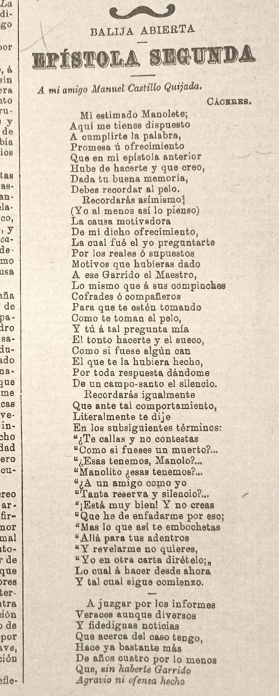 Continuación de la poesía dedicada al 'amigo' Castillo en el número 5 de 'Zurra-Tontainas'. La firma Demi Marinoni, seudónimo de Eduardo Sánchez Garrido.