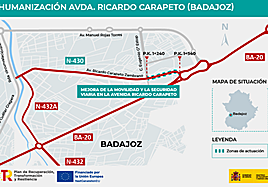 El Gobierno adjudica por 1,4 millones el arreglo del tramo final de Ricardo Carapeto, en Badajoz