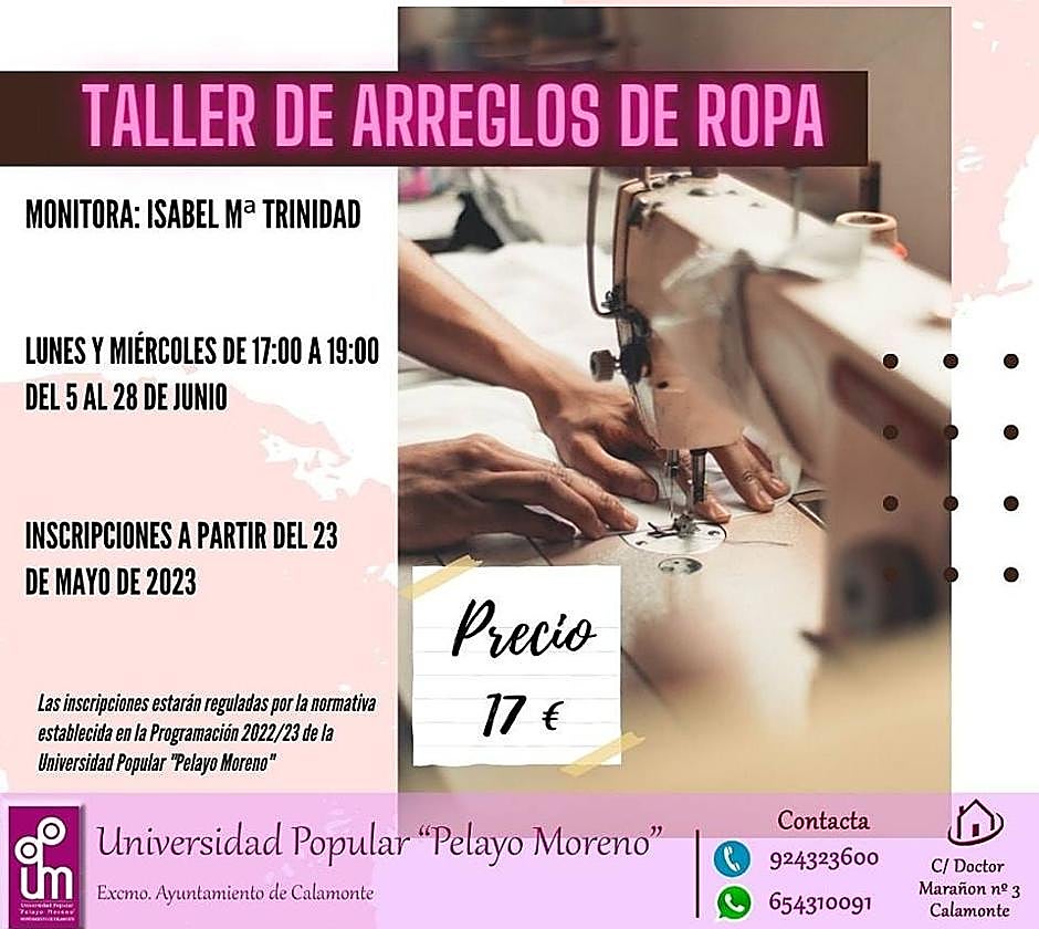 Taller de arreglos de ropa en la UP Pelayo Moreno