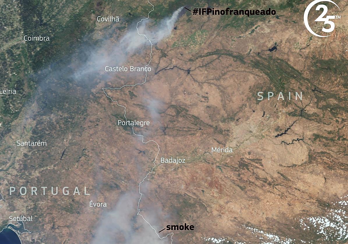 Imagen del alcance de la nube de humo.