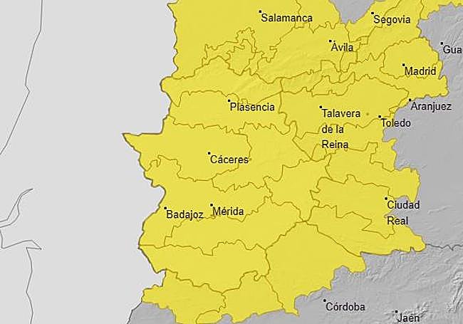 Mapa de avisos para este domingo.