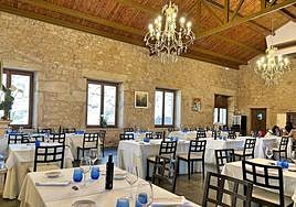 Comedor del restaurante A Velha Fábrica, en Valverde del Fresno.