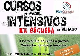 Pádel Calamonte imparte cursos intensivos de pádel durante el verano