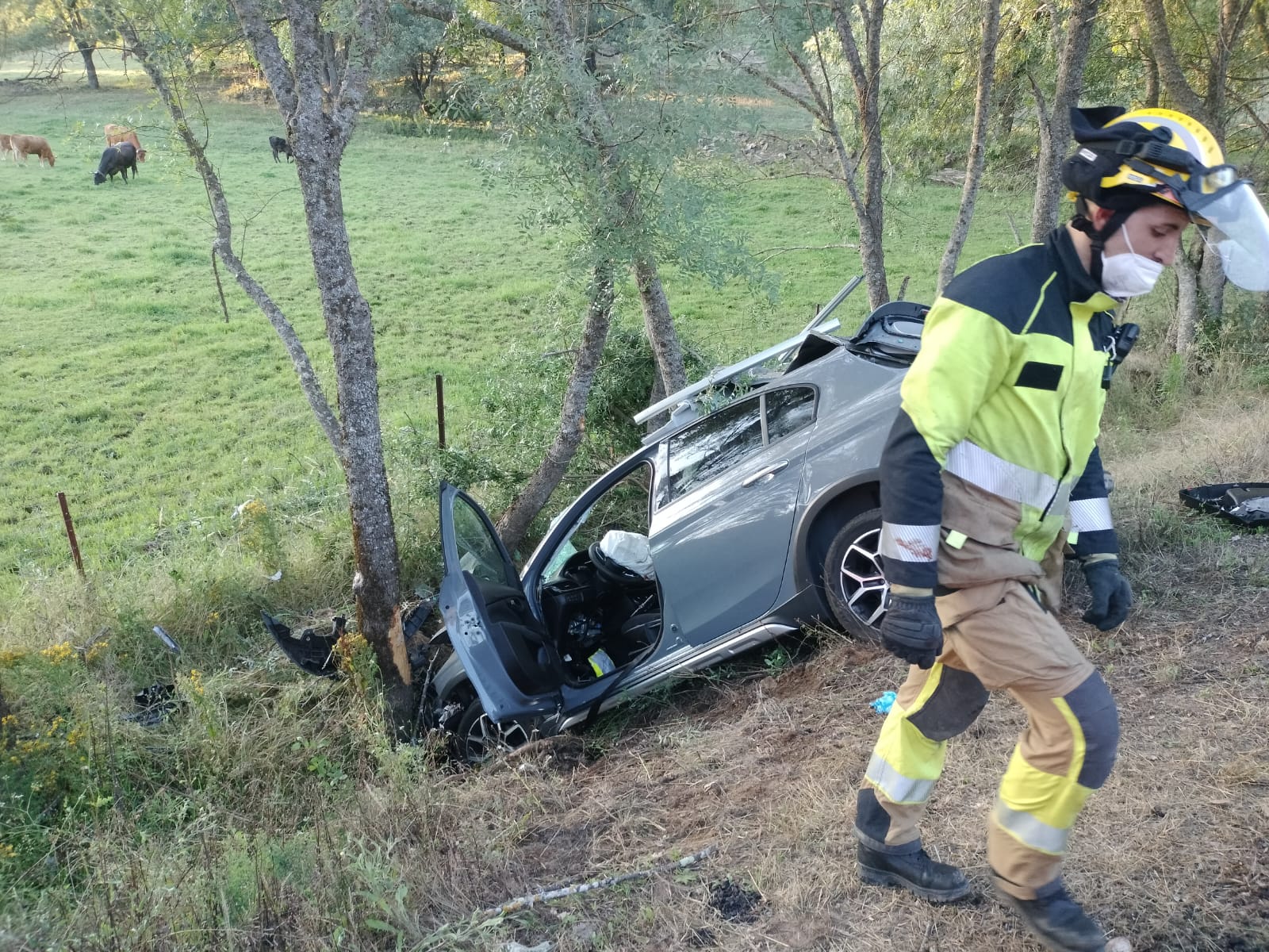 Así ha quedado el vehículo tras el accidente en Robledillo de la Vera