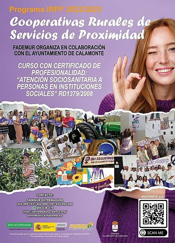 FADEMUR y el Ayuntamiento de Calamonte organizan un curso de Atención Sociosanitaria a Personas en Instituciones Sociales