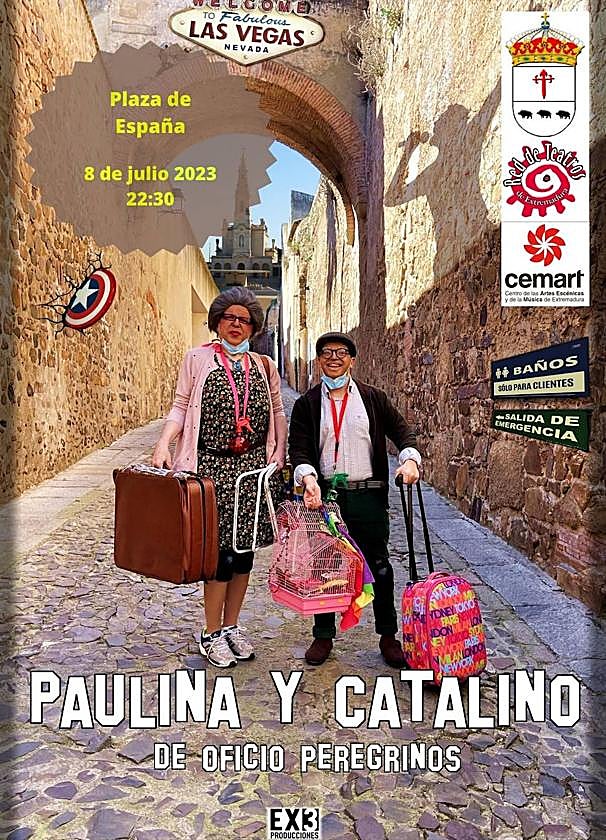 El teatro de 'Paulina y Catalino de profesión peregrinos' llega a la Plaza de España de Calamonte