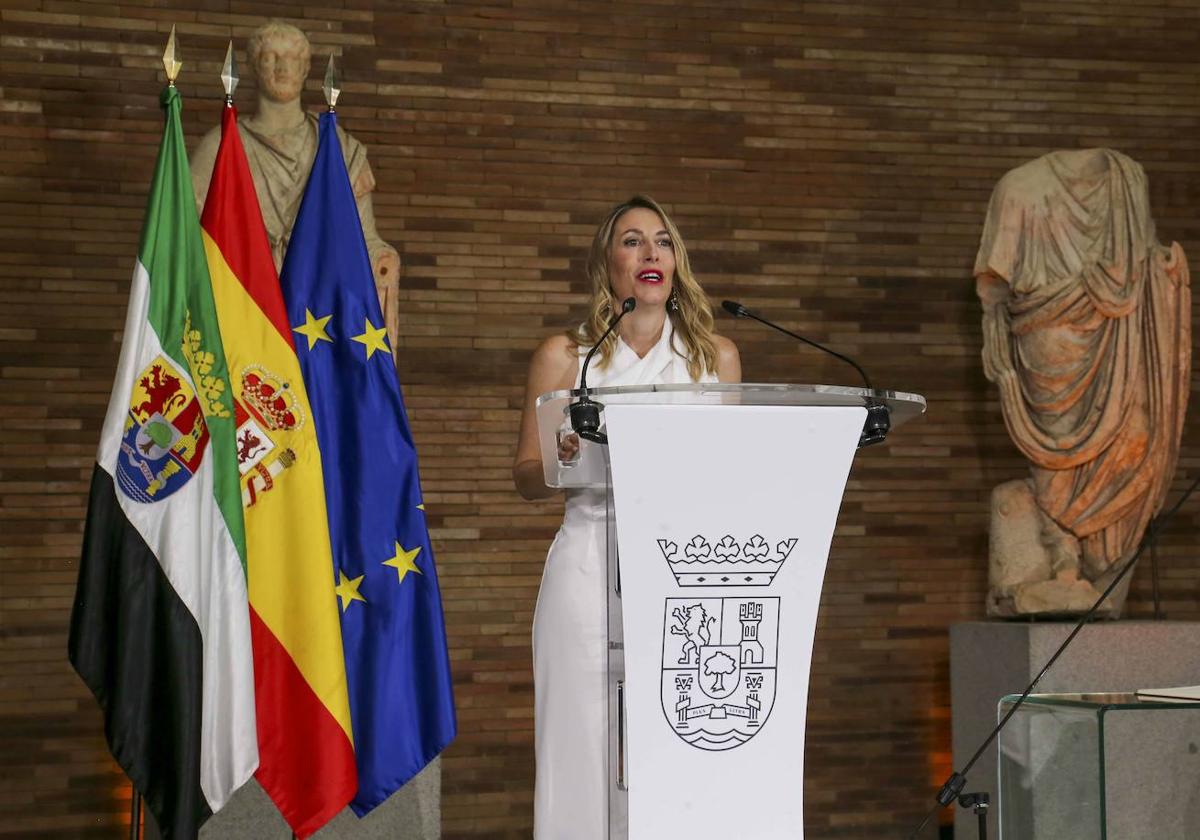 María Guardiola el lunes en su toma de posesión.