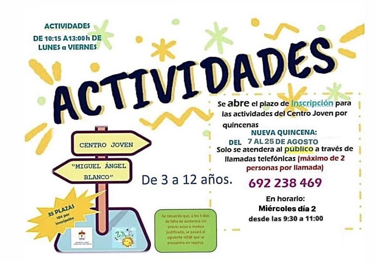 Inscripciones para la nueva quincena de actividades del Centro Joven